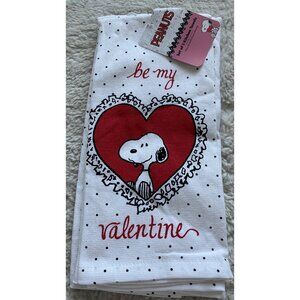 2 Pk Peanuts Snoopy Valentines Heart Be My Valentine Kitchen Towels 16 X 26" NEW